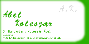 abel koleszar business card