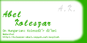 abel koleszar business card